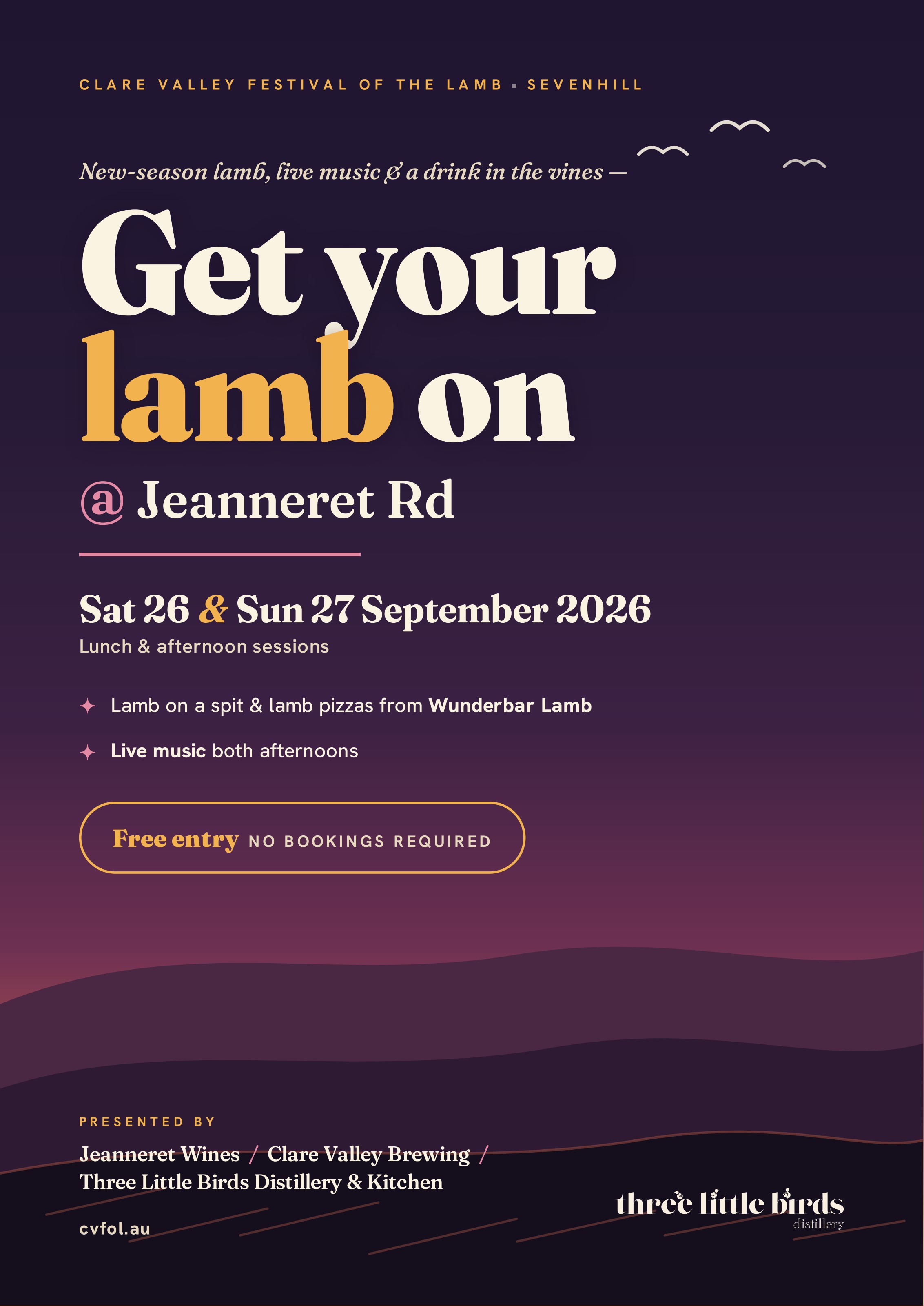 Clare Valley Festival of the Lamb Sevenhill poster — Saturday 26 and Sunday 27 September